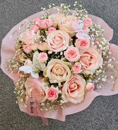 Happy Birthday Hatbox arrangement