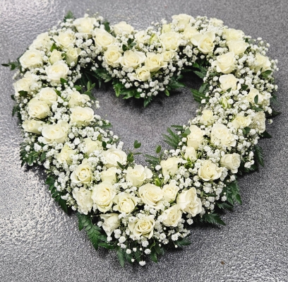 White roses open Heart