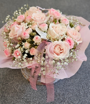 Happy Birthday Hatbox arrangement